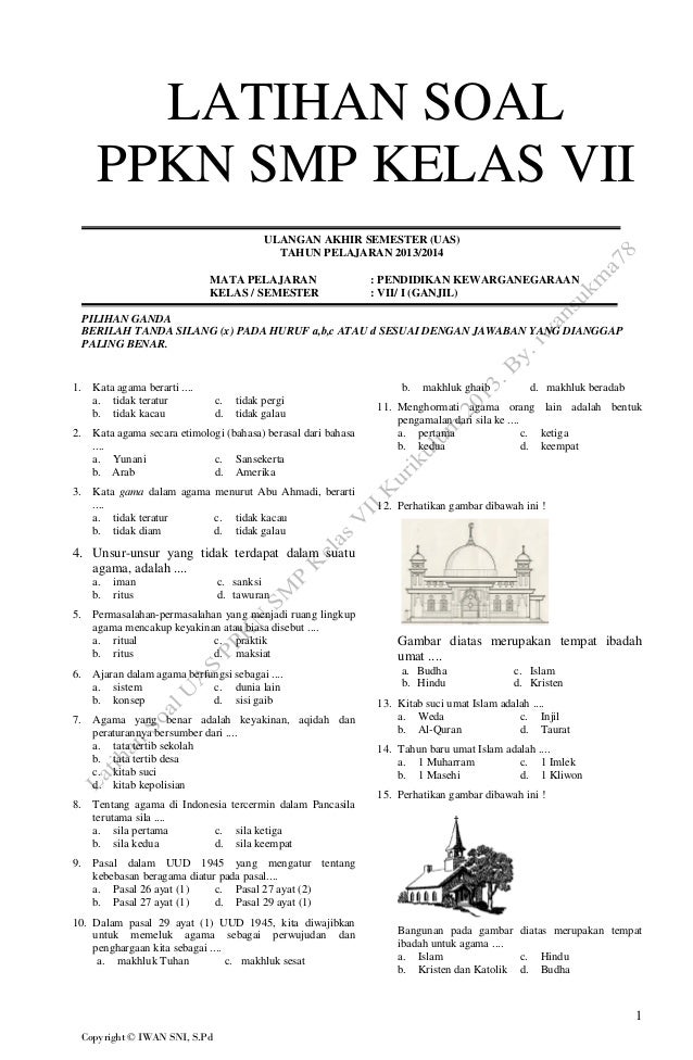 15 Contoh Soal PKN Kelas 7 Semester 1 Terbaru yang Sering Keluar Saat Ujian Sekolah 2026