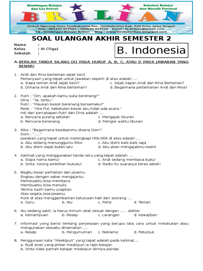 7 Rahasia Menguasai Soal PAT Bahasa Indonesia Kelas 3 SD Semester 2 Agar Anak Percaya Diri