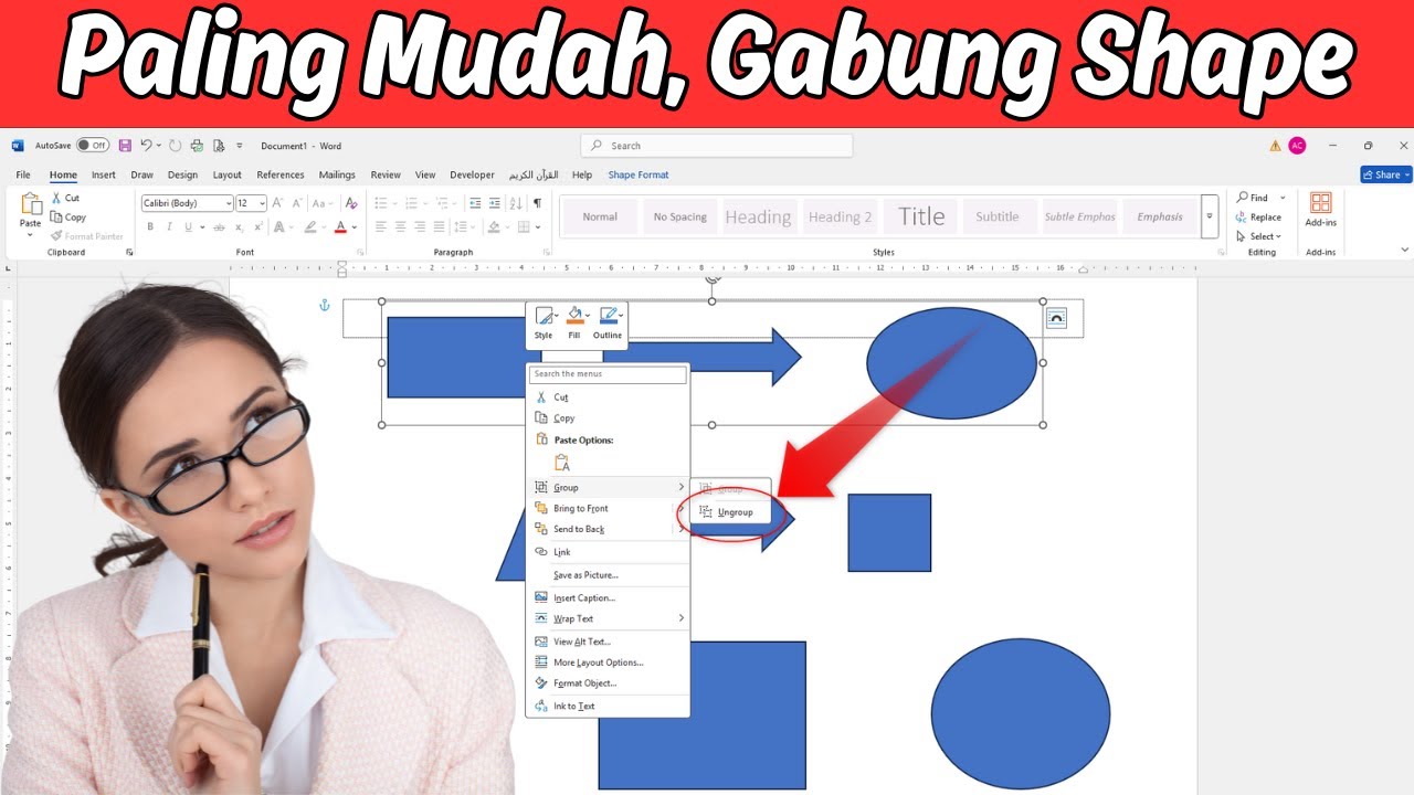 Cara Grouping atau Menggabungkan Gambar dan Shape di Word - YouTube