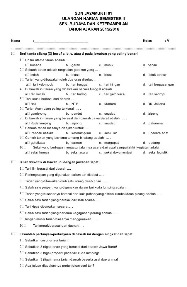 Bocoran 20 Soal Essay Seni Budaya Kelas 9 Semester 1 yang Sering Keluar Saat Ujian Bocoran 20 Soal Essay Seni Budaya Kelas 9 Semester 1 yang Sering Keluar Saat Ujian